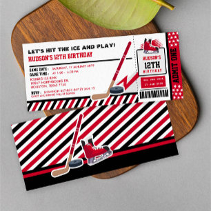 Ice hockey Biljett Pass Födelsedagsfest inbjudan