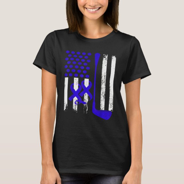 Ice Hockey Blue USA Flag Diabetes Awareness Month  T Shirt (Framsida)