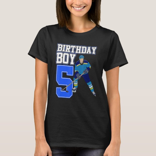 Ice Hockey Boy 5th Birthday Sport Player Coach Gr T Shirt (Framsida)