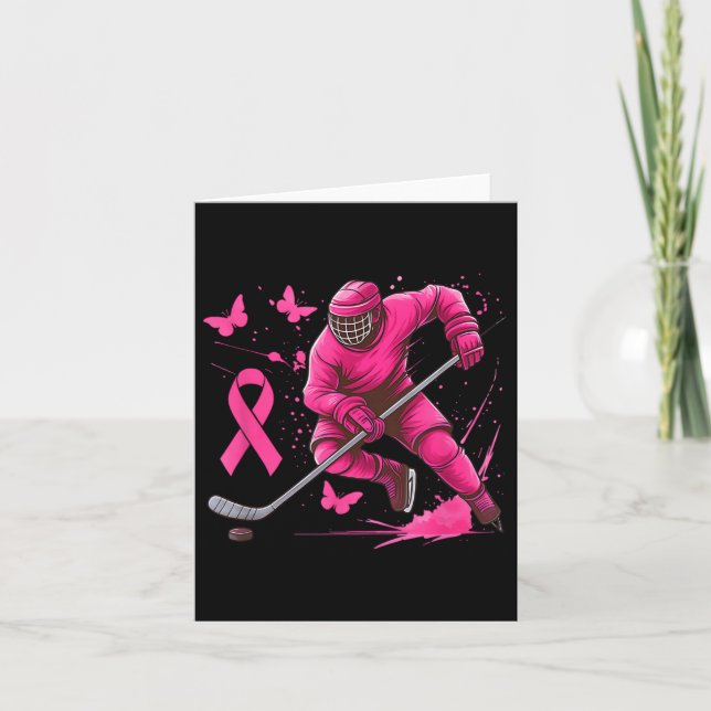 Ice Hockey Breast Cancer Awareness Player Rosa Spl Kort (Framsida)