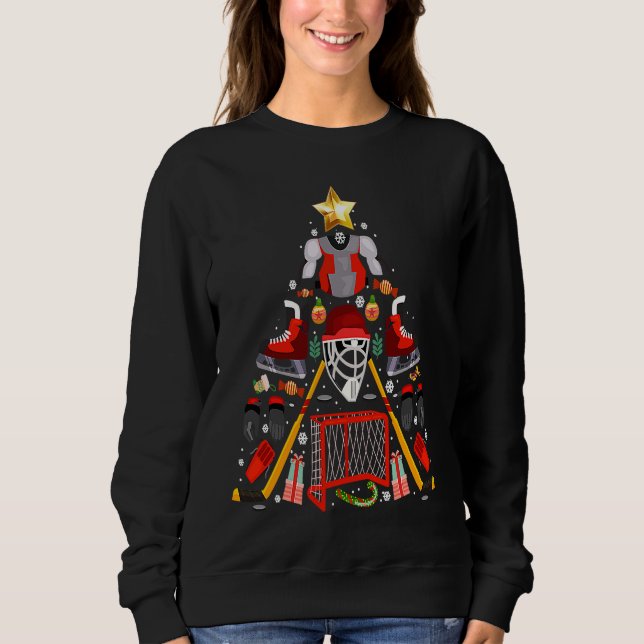 Ice Hockey Christmas Tree Funny X Mas Hockey Playe T Shirt (Framsida)
