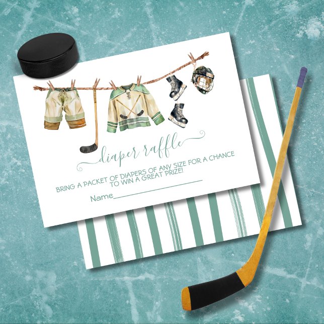 Ice Hockey clothesline Diaper Raffle Card Inbjudningar (Skapare uppladdad)