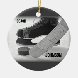 Ice Hockey Coach Tack Julgransprydnad Keramik