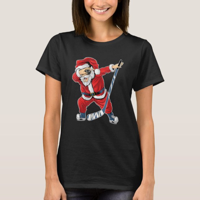 Ice Hockey Dabbing Jultomten Hockey Player Chris T Shirt (Framsida)