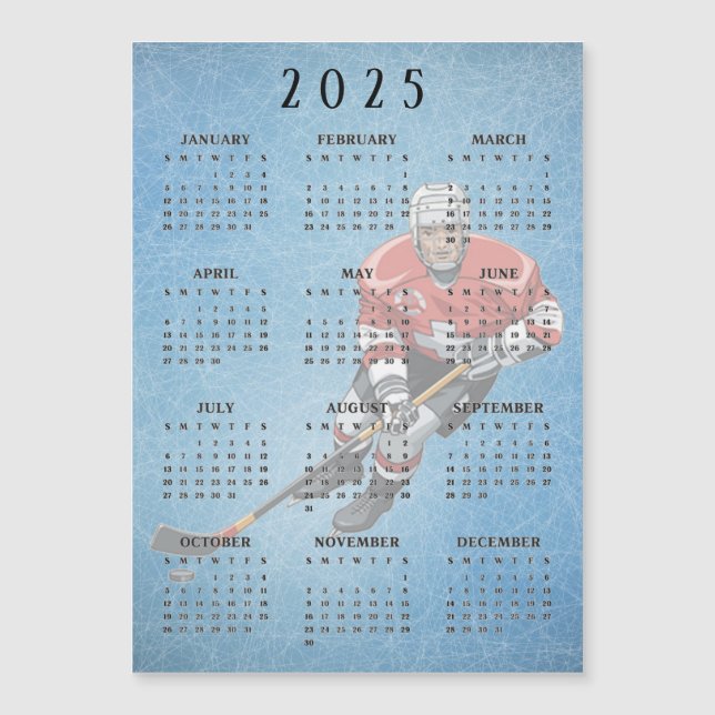 Ice Hockey Design 2025 Calendar Magnetic Card (Framsida)