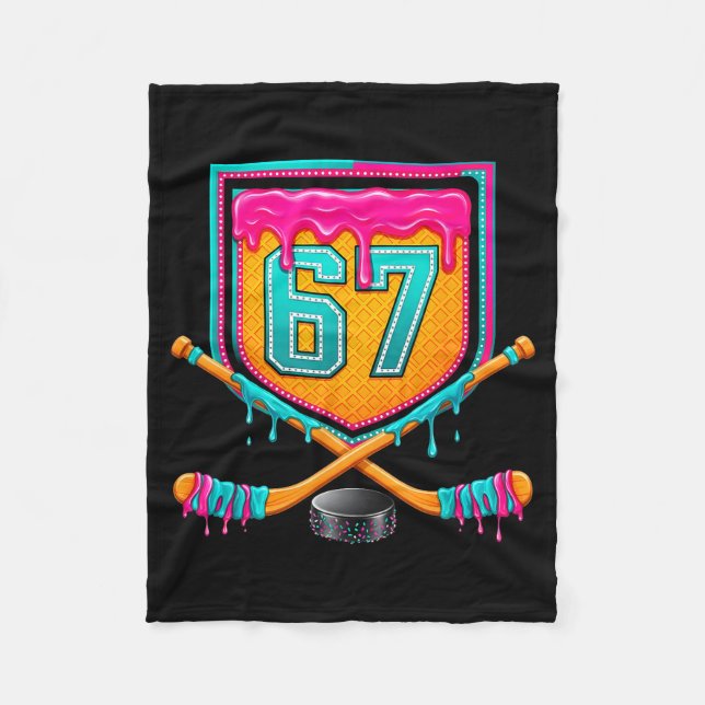 Ice Hockey Drip Number 67 Ice Hockey Player  Fleecefilt (Framsidan)