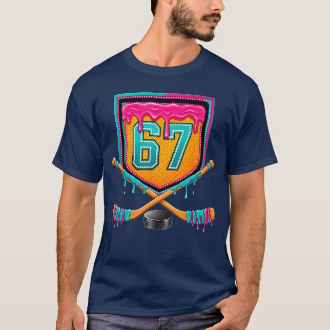 Ice Hockey Drip Number 67 Ice Hockey Player funny T Shirt (Framsida)