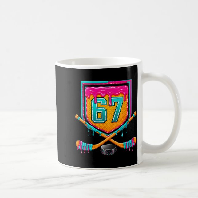 Ice Hockey Drip Number 67 Ice Hockey Player  Kaffemugg (Höger)