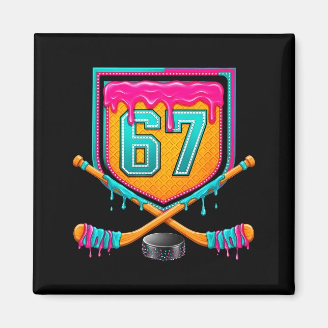 Ice Hockey Drip Number 67 Ice Hockey Player  Magnet (Framsidan)