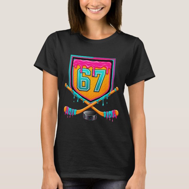 Ice Hockey Drip Number 67 Ice Hockey Player  T Shirt (Framsida)