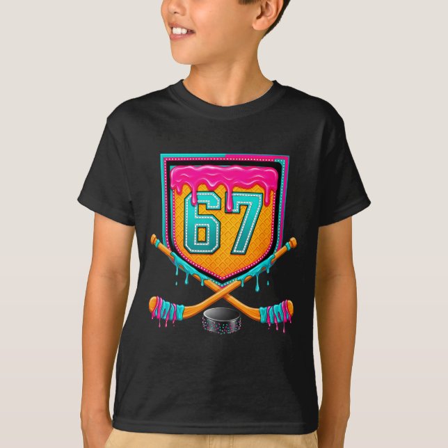 Ice Hockey Drip Number 67 Ice Hockey Player  T Shirt (Framsida)