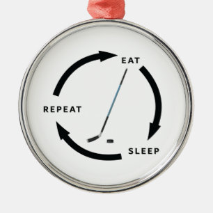 Ice Hockey Eat Sover Repetera Sportfantast Satt Julgransprydnad Metall