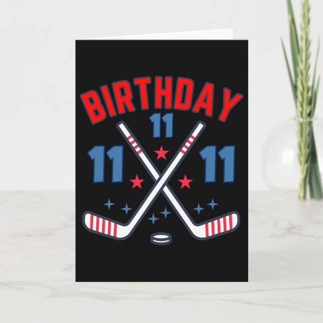 Ice Hockey Eleven Birthday Boy 11th Party Boys Age Kort (Framsida)