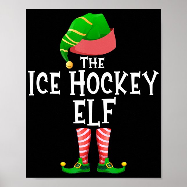 Ice Hockey Elf Matching Family Group-julparar Poster (Framsidan)