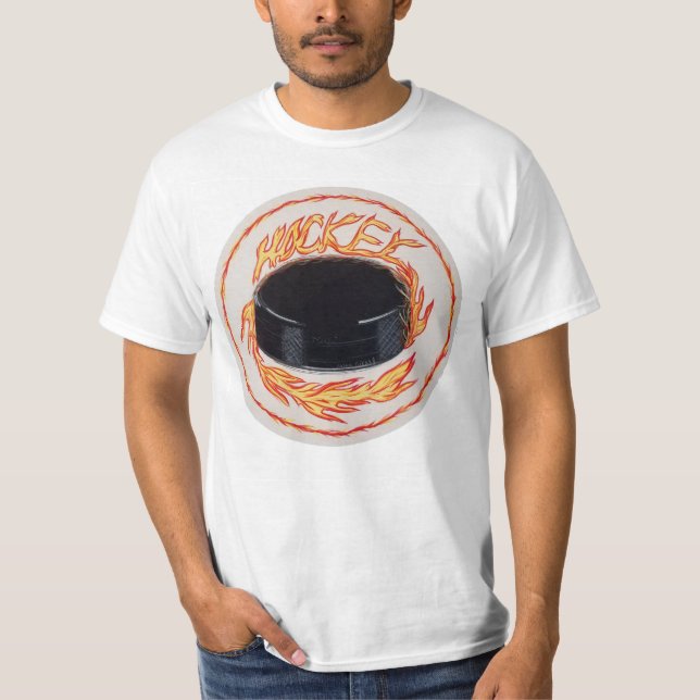 Ice Hockey Fiery Slap Shot T Shirt (Framsida)