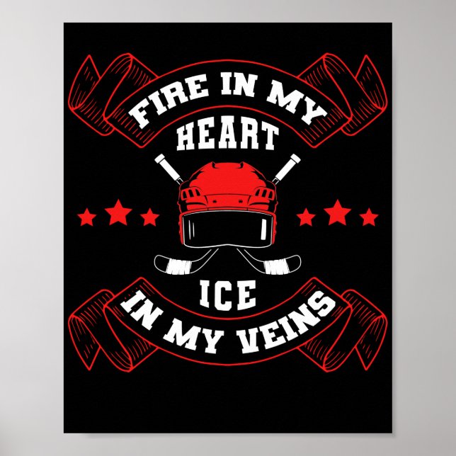 Ice Hockey Fire in my Heart Player Team Poster (Framsidan)