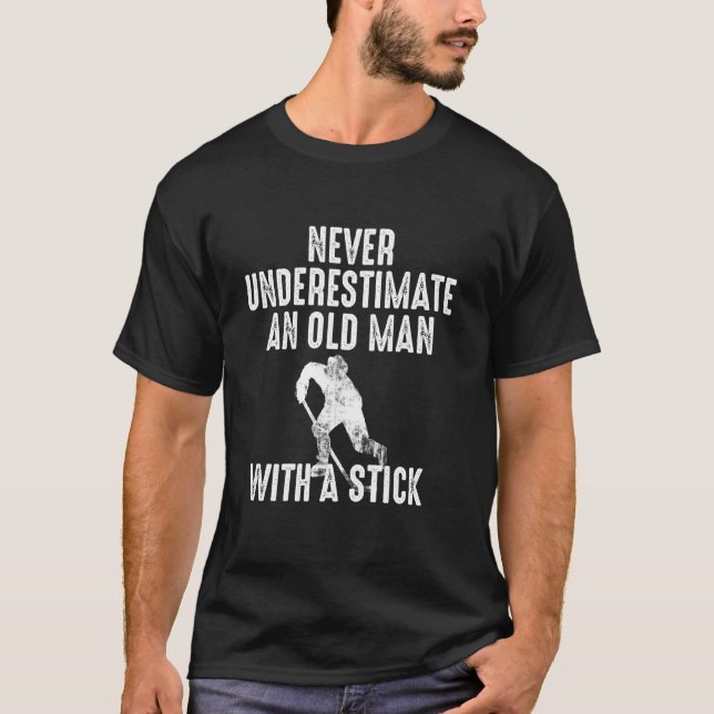 Ice Hockey for Grandpa Old Man Retrött Pappa Funny T Shirt (Framsida)
