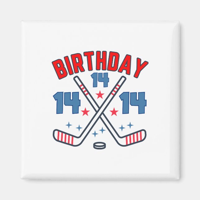 Ice Hockey Fourteen Birthday Boy 14th Party Boys A Magnet (Framsidan)