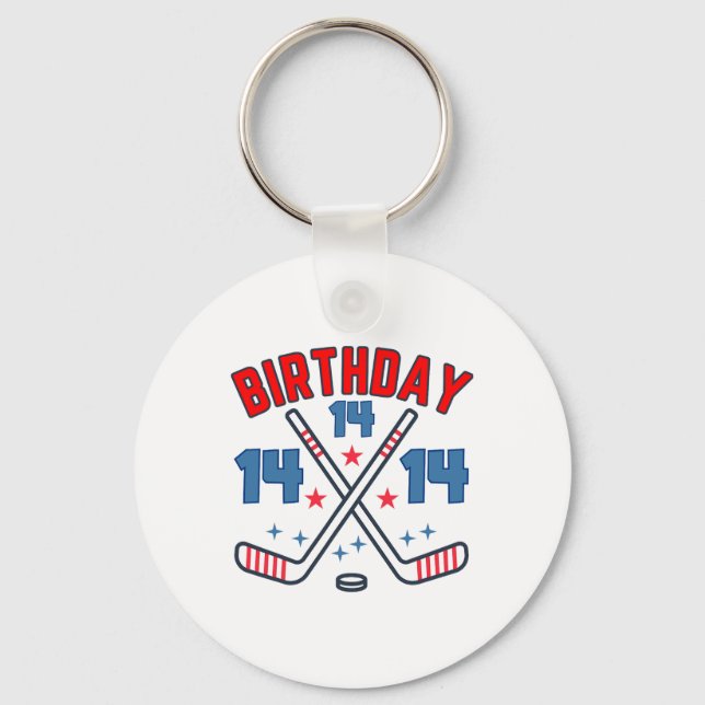 Ice Hockey Fourteen Birthday Boy 14th Party Boys A Nyckelring (Framsida)