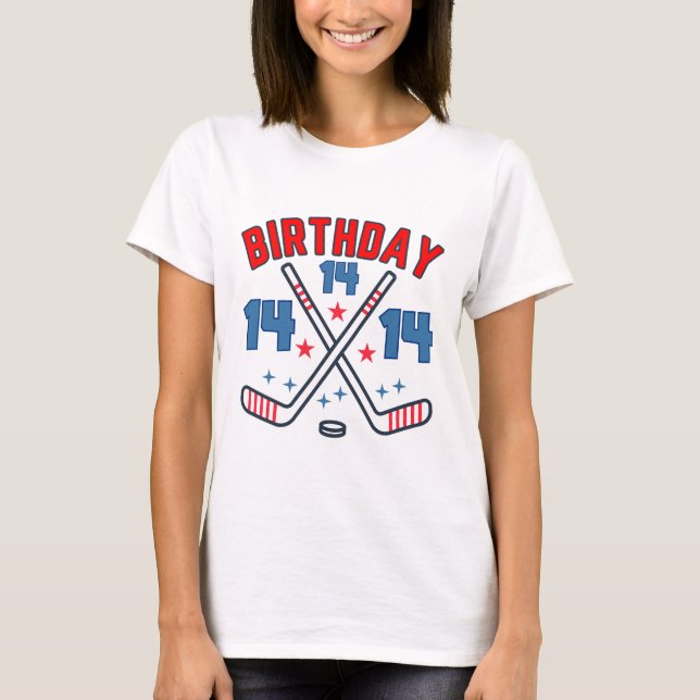 Ice Hockey Fourteen Birthday Boy 14th Party Boys A T Shirt (Framsida)