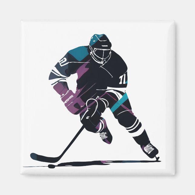Ice Hockey Game Sport Challenge Silhouette Stil Magnet (Framsidan)