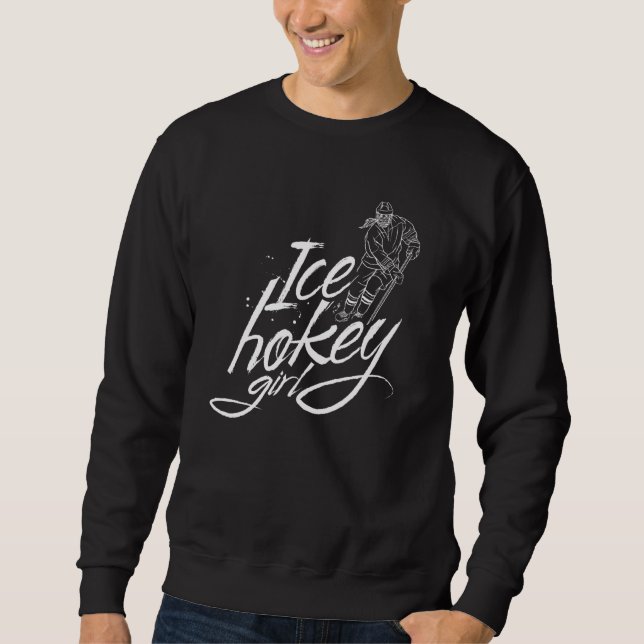 Ice Hockey Girl Player Coach Team Hobby Lång Ärmad Tröja (Framsida)