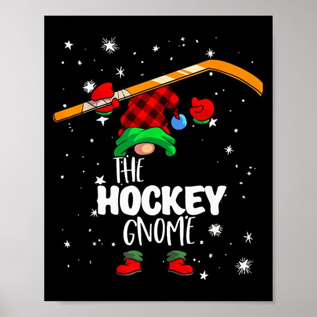 Ice Hockey Gnome Red Buffalo Plaid Matching Family Poster (Framsidan)