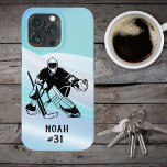 Ice Hockey Goal Keeper Namnteckning<br><div class="desc">Det här ishockeytemat iphone case är perfekt för din idrottsman på high school eller College! Anpassa den med din önskade spelares namn och nummer och ge som en unik och minnesvärd gåva.</div>
