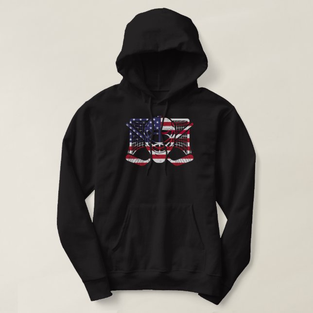 Ice Hockey Goalie American Flagga USA Goalie mask  Hoodie (Design framsida)