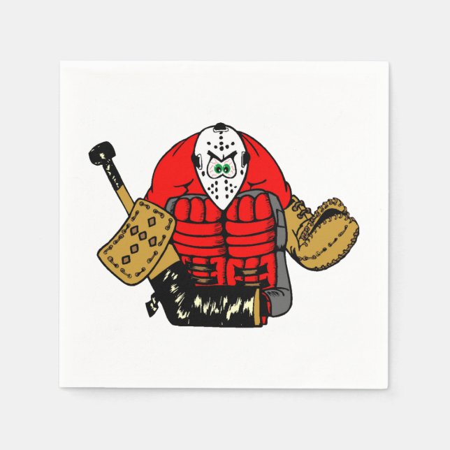 Ice Hockey Goalie Födelsedagsfest Pappersservett (Framsidan)