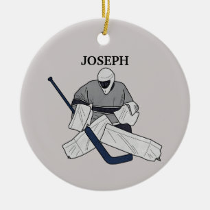Ice Hockey Goalie Illustrated Ceramic Ornament