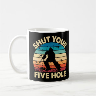 Ice Hockey Goalie Lusny Stäng din fem Hål Retro Kaffemugg