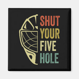 Ice Hockey Goalie Lusny Stäng din fem Hål Retro Magnet