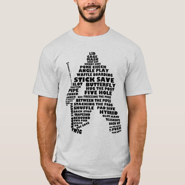 Ice Hockey Goalie Text Art T Shirt (Framsida)