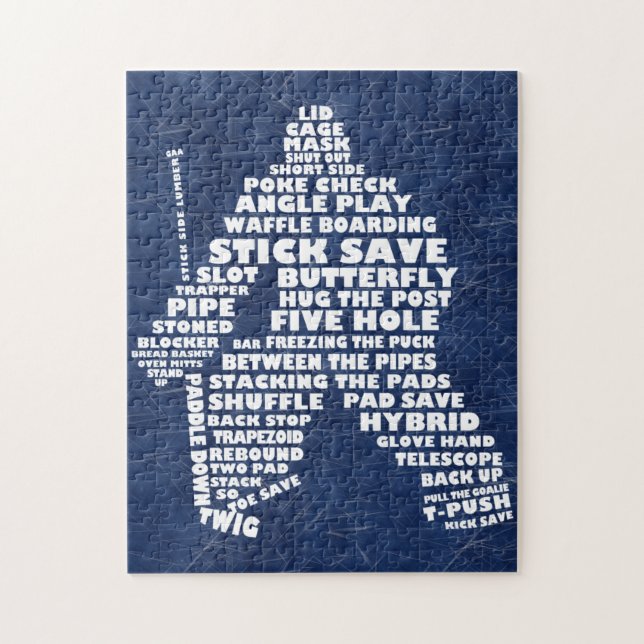 Ice Hockey Goalie Typography Jigszle Puzzle Pussel (Vertikal)