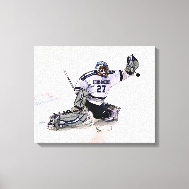 Ice Hockey Goalkeeper med ditt namn Teckning Canvastryck (Framsida)