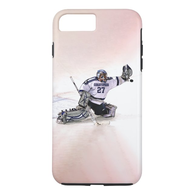 Ice Hockey Goalkeeper med ditt namn Teckning Case-Mate iPhone Skal (Baksida)