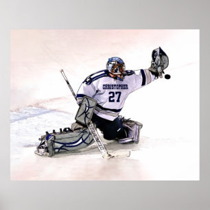 Ice Hockey Goalkeeper med ditt namn Teckning Poster