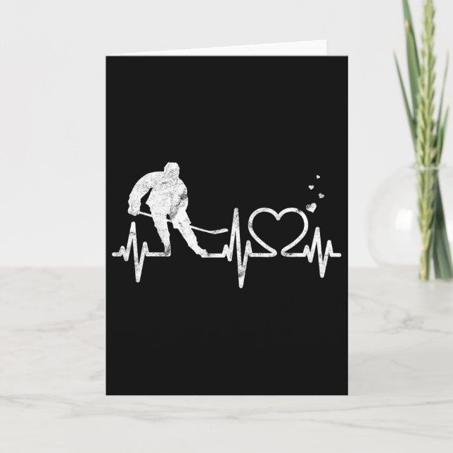 Ice Hockey Heart Valentines Heartbeat Boys Girl Go Kort (Framsida)