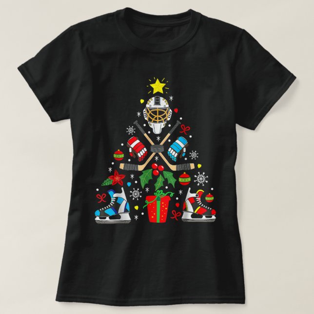 Ice Hockey jul Ornament Träd Funny Julafton Boys T Shirt (Design framsida)