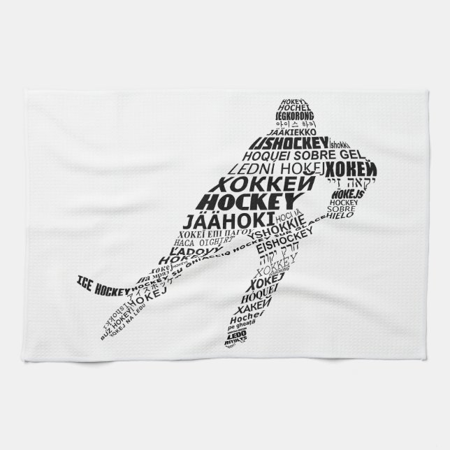 Ice Hockey Language Text Art. Kökshandduk (Horisontell)