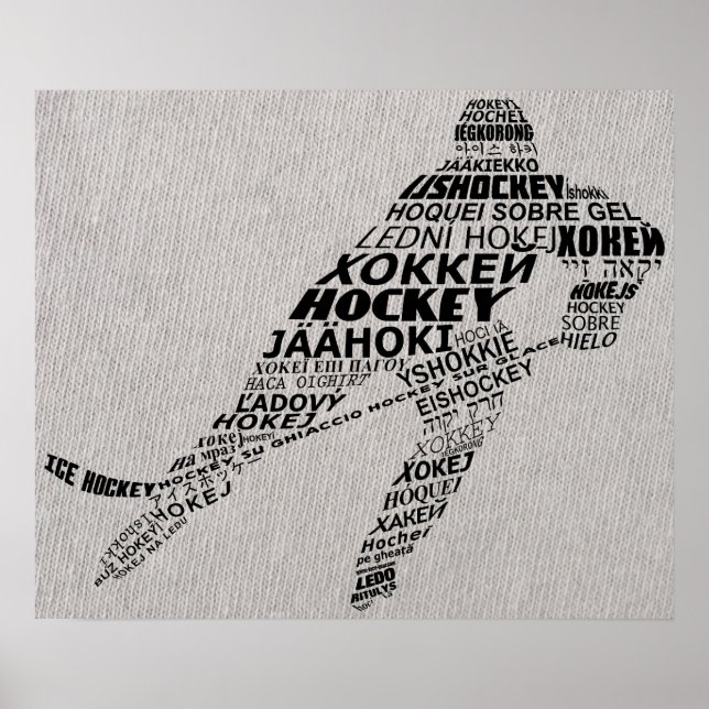 Ice Hockey Language Text Art. Poster (Framsidan)