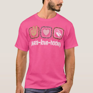 Ice Hockey Leopard Print Peace Kärlek Hockey T Shirt