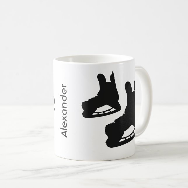 Ice Hockey mugg-skridskor par svart vitt Kaffemugg (Framsida höger)