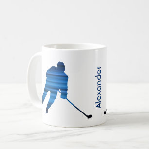 Ice Hockey mugg-spelare silhuetblått Kaffemugg