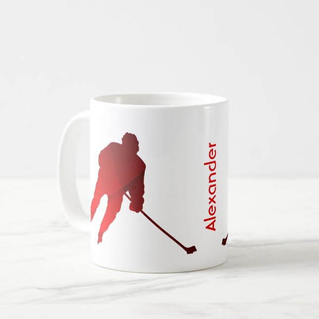 Ice Hockey mugg-spelare silhuette röd Kaffemugg (Framsida vänster)