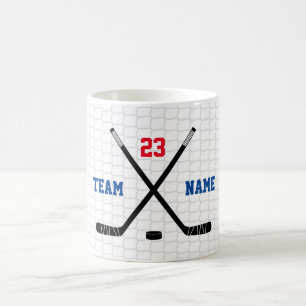 Ice Hockey Net Sticks Puck Anpassningsbar Sports T Kaffemugg