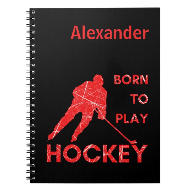 Ice hockey Notebook Born spelar röd journal Anteckningsbok (Framsidan)
