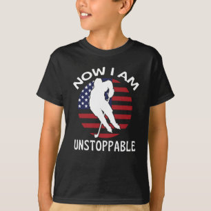 Ice Hockey, nu är jag ostoppbar amerikansk Flagga T Shirt