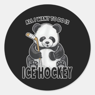 Ice Hockey Panda, allt jag vill göra är Bear Playe Runt Klistermärke